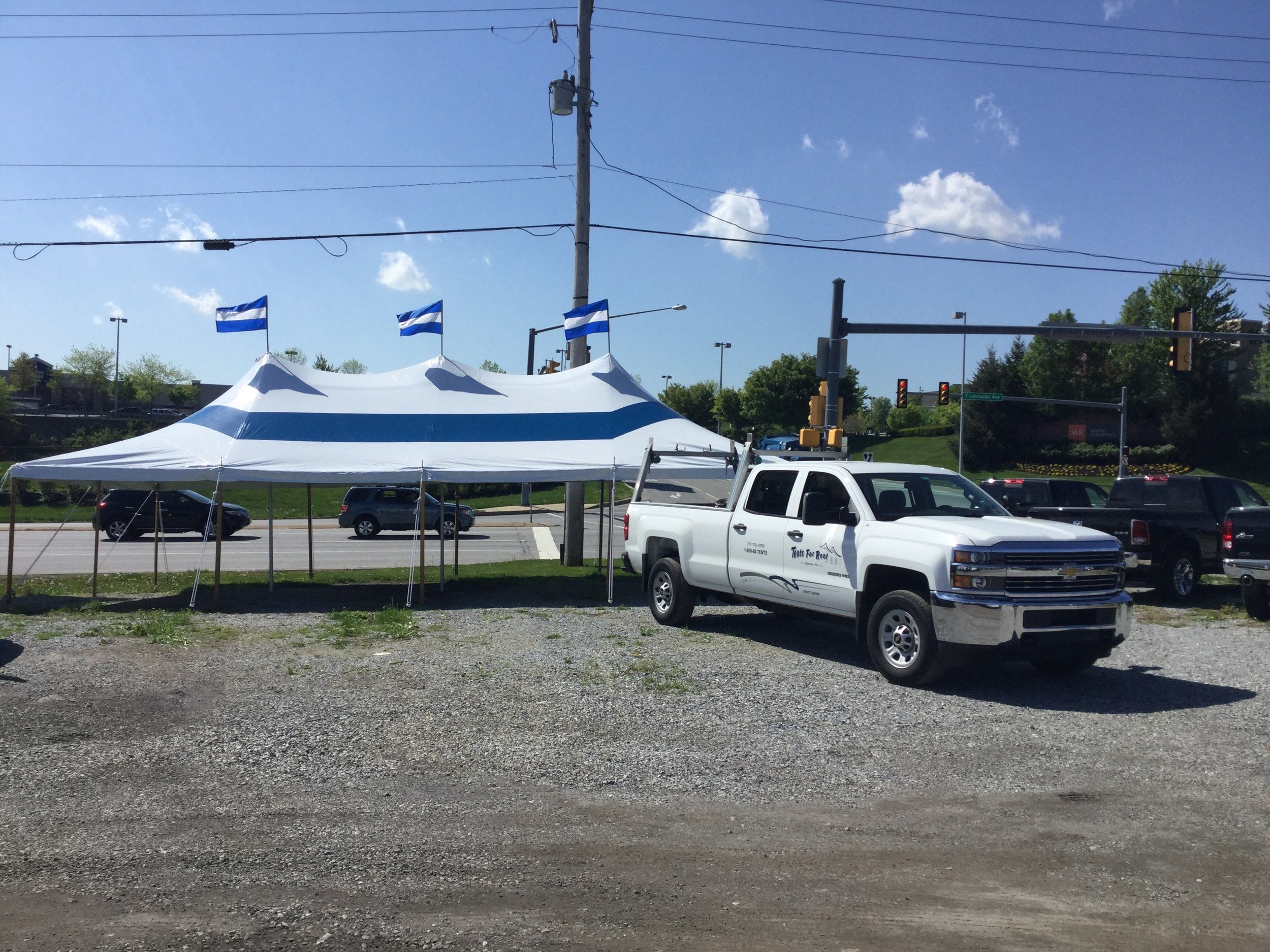 20x40 blue and white striped colored tent