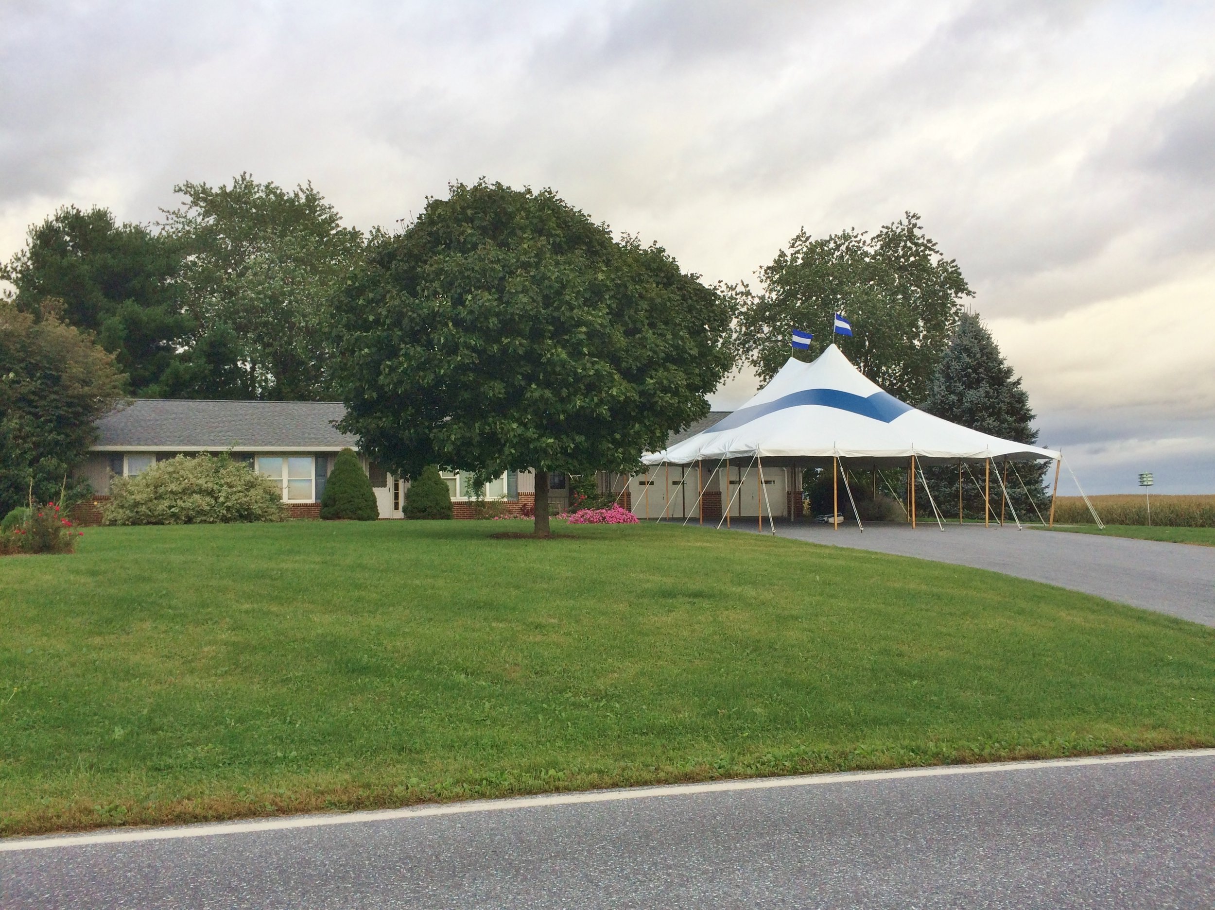 30x40 blue and white striped colored tent