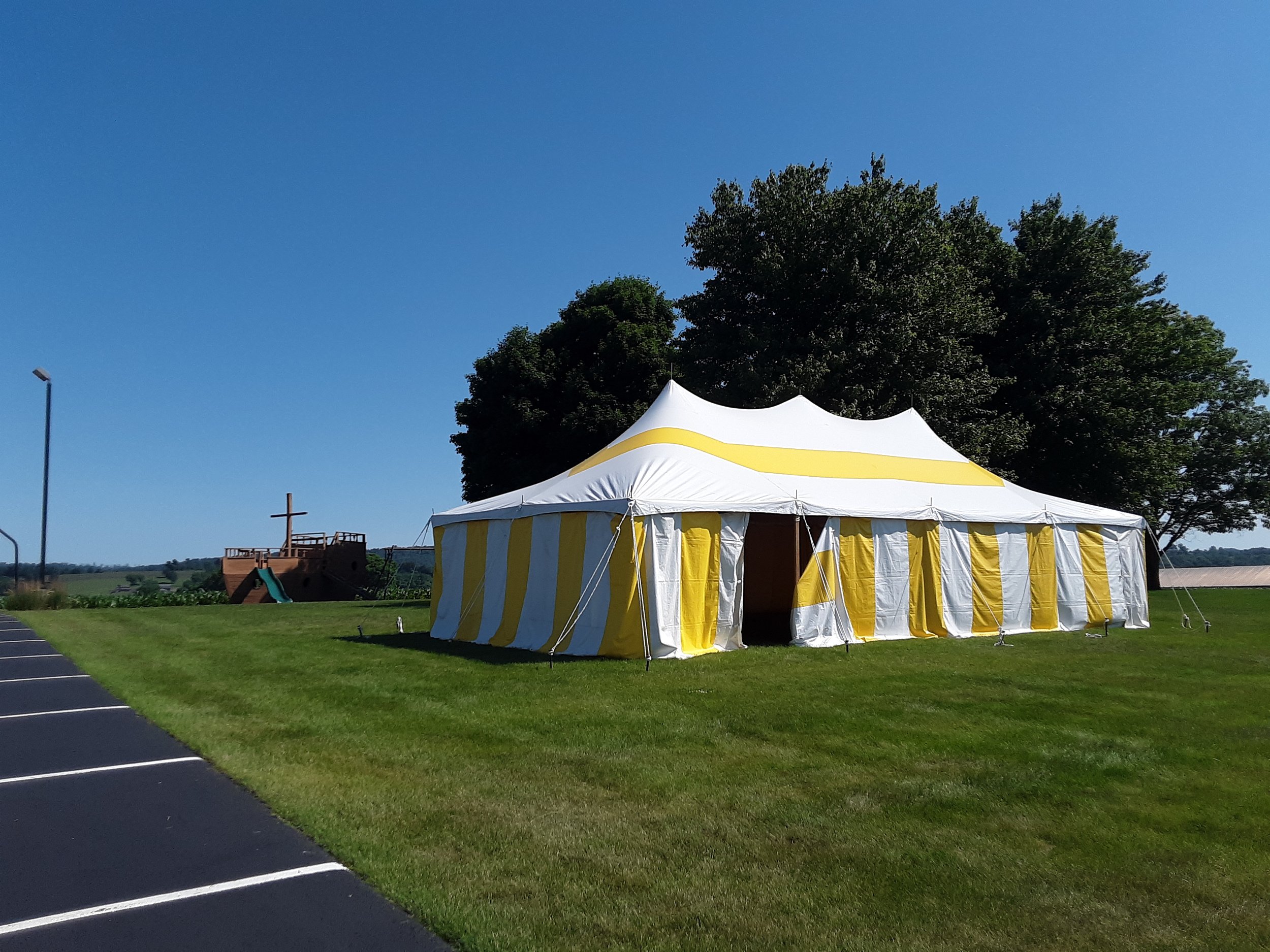 20x40 yellow and white striped colored tent