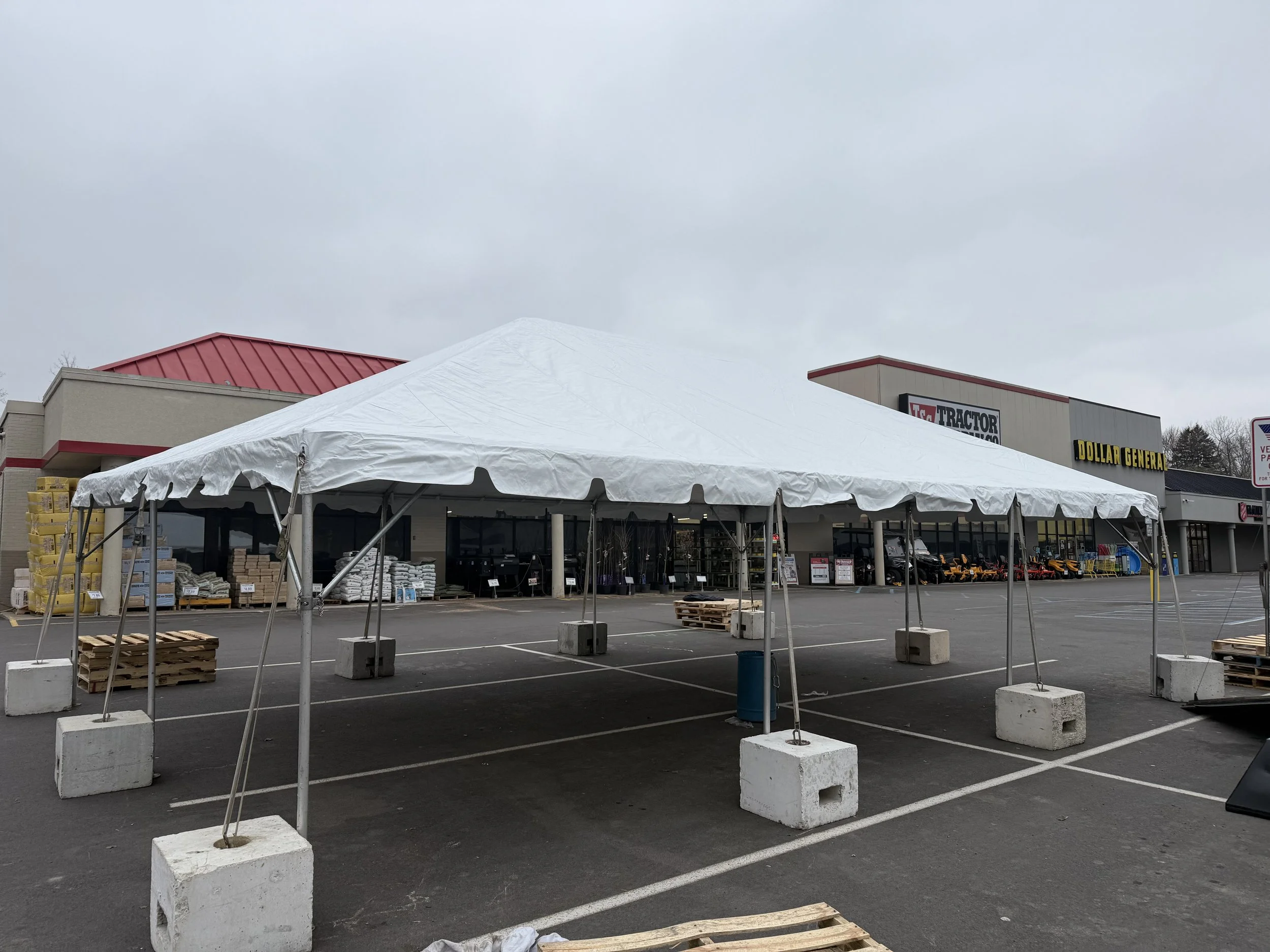 500 lb. weights for a 20' x 30' frame tent