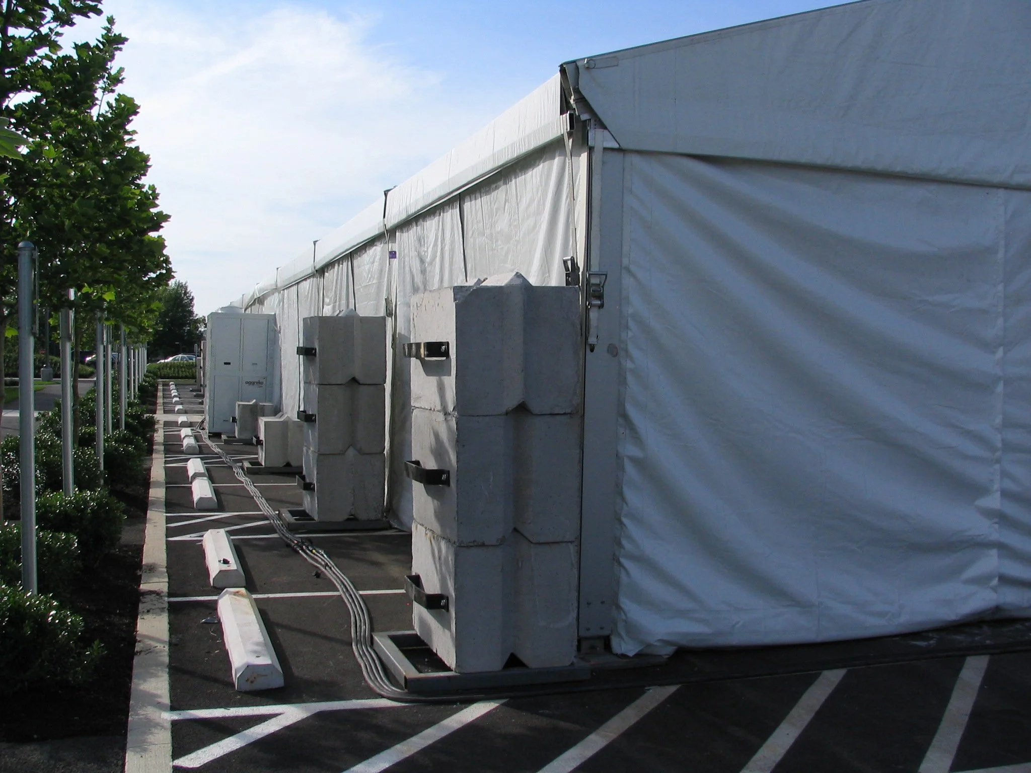 Clearspan Structure Tent Secured with Concrete Weights