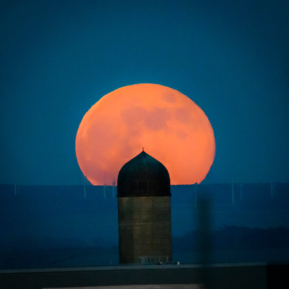 Full Flower Moon Rise over Edinburgh Central Mosque