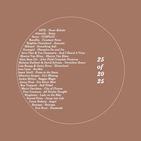 It&rsquo;s that time of year again. Here - in no particular order - are my favourite 25 Albums of 2025. Go give them a listen 👏

@ditzband - Never Exhale
@adwaithmusic - Solas
@sorrybanduk - COSPLAY
@benefitsuk - Constant Noise
@brichaimbeul - Sunwi