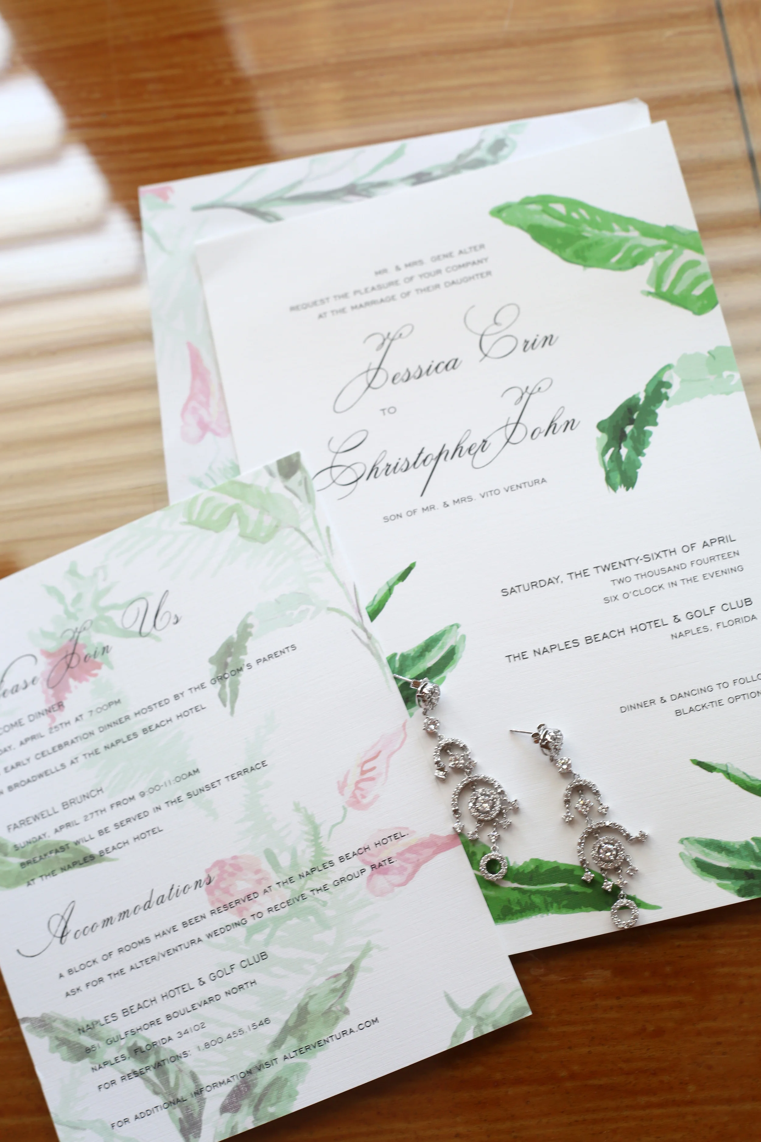 Our wedding invitations, program, and dinner menu were all designed by Jade Social .