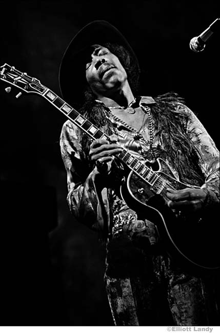 Jimi Hendrix, Fillmore East, NYC, 1968. Playing Gibson Les Paul. Photo By ©Elliott Landy, LandyVision Inc.