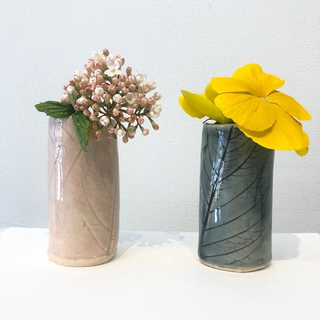 White clay bud vases 