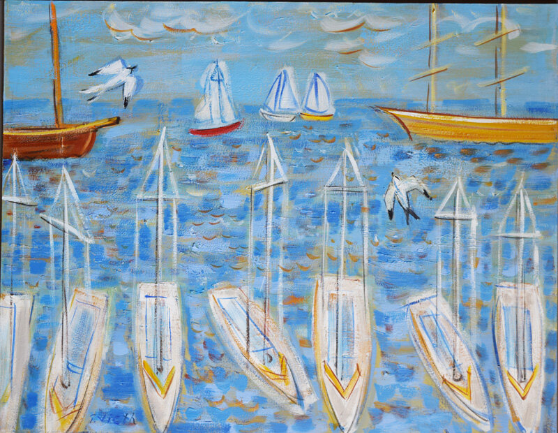 Moored Sailboats