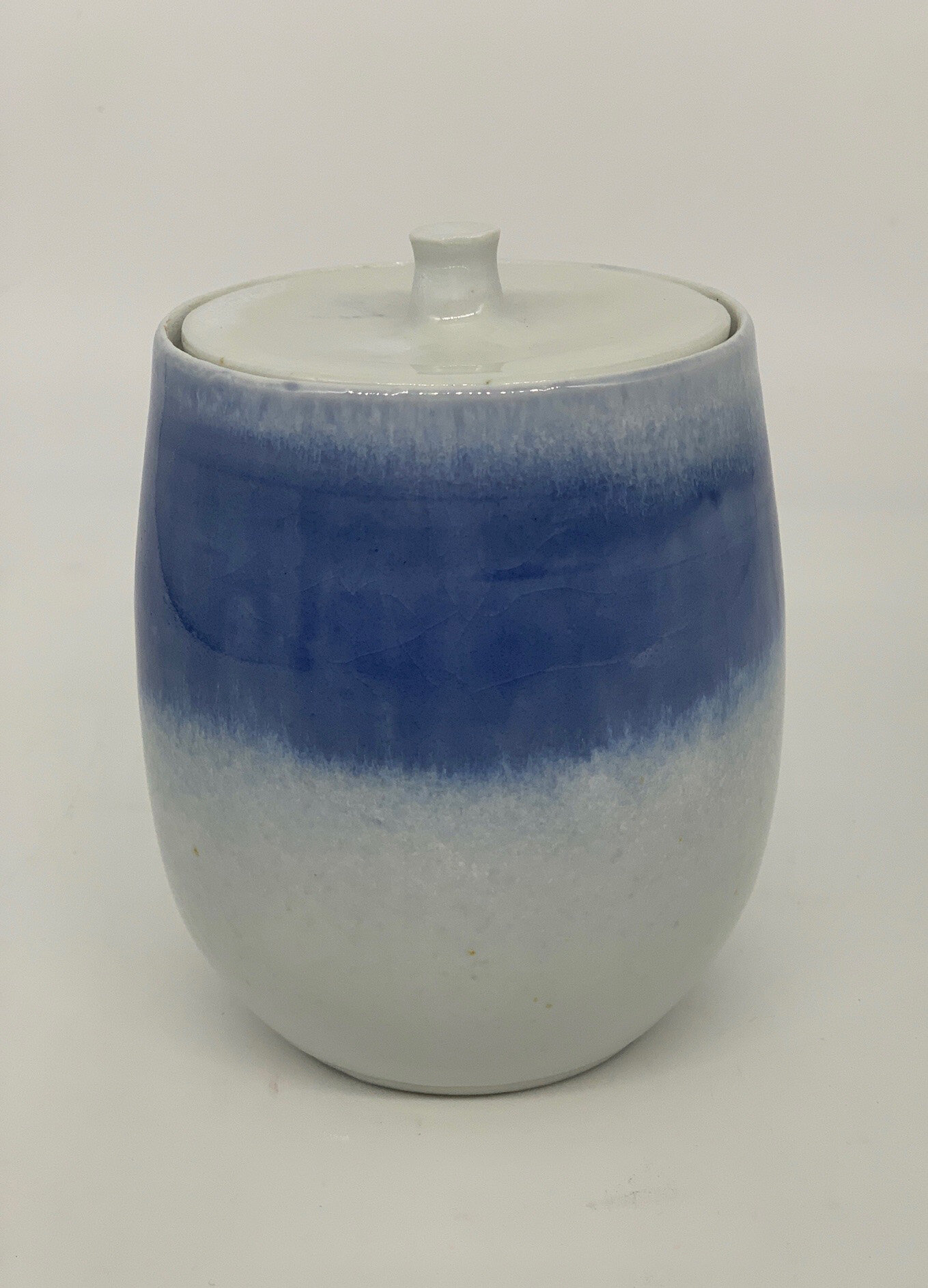 Blue &amp; white covered jar