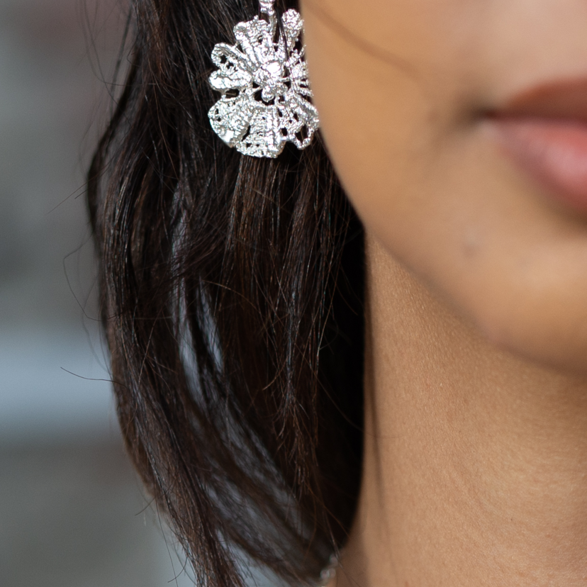 Mexico City lace earrings in silver