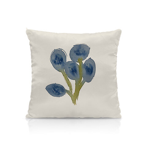 Hand-painted Blue Wildflower pillow
