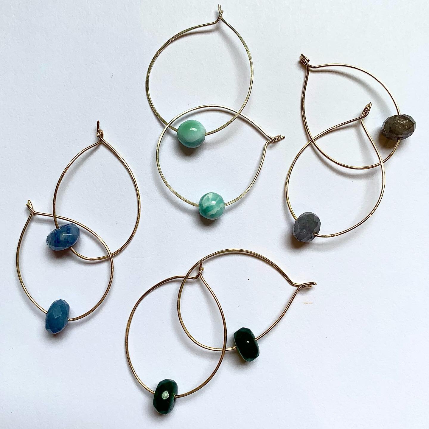 Melanie Preston&rsquo;s new earrings are here! Stones include larimar, tanzanite, emerald and aquamarine&hellip; beautiful and very wearable! 1 1/4&rdquo; long. Also larger styles available featuring freshwater pearls. DM inquiries or stop by! #melan