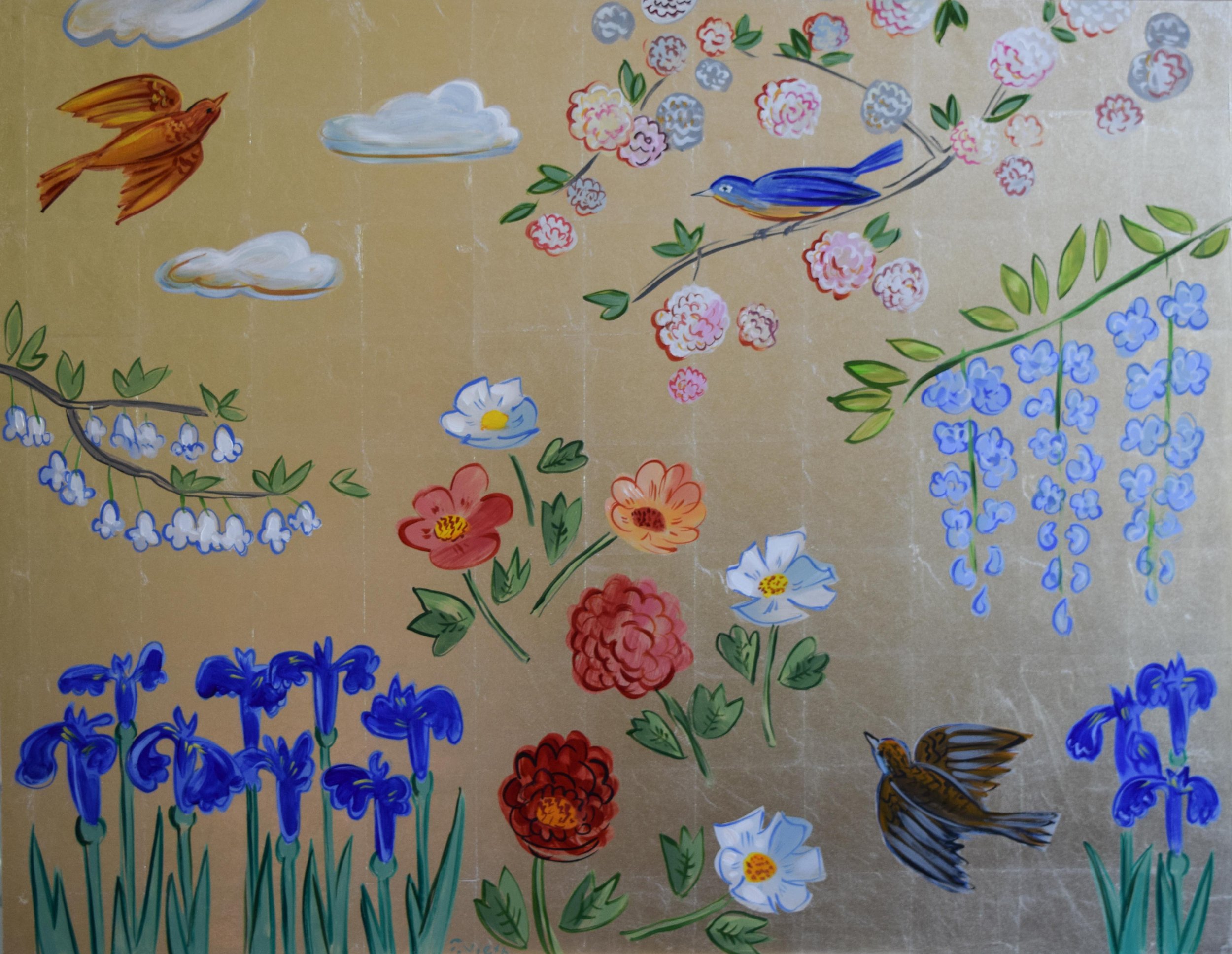 Birds and Spring Flowers