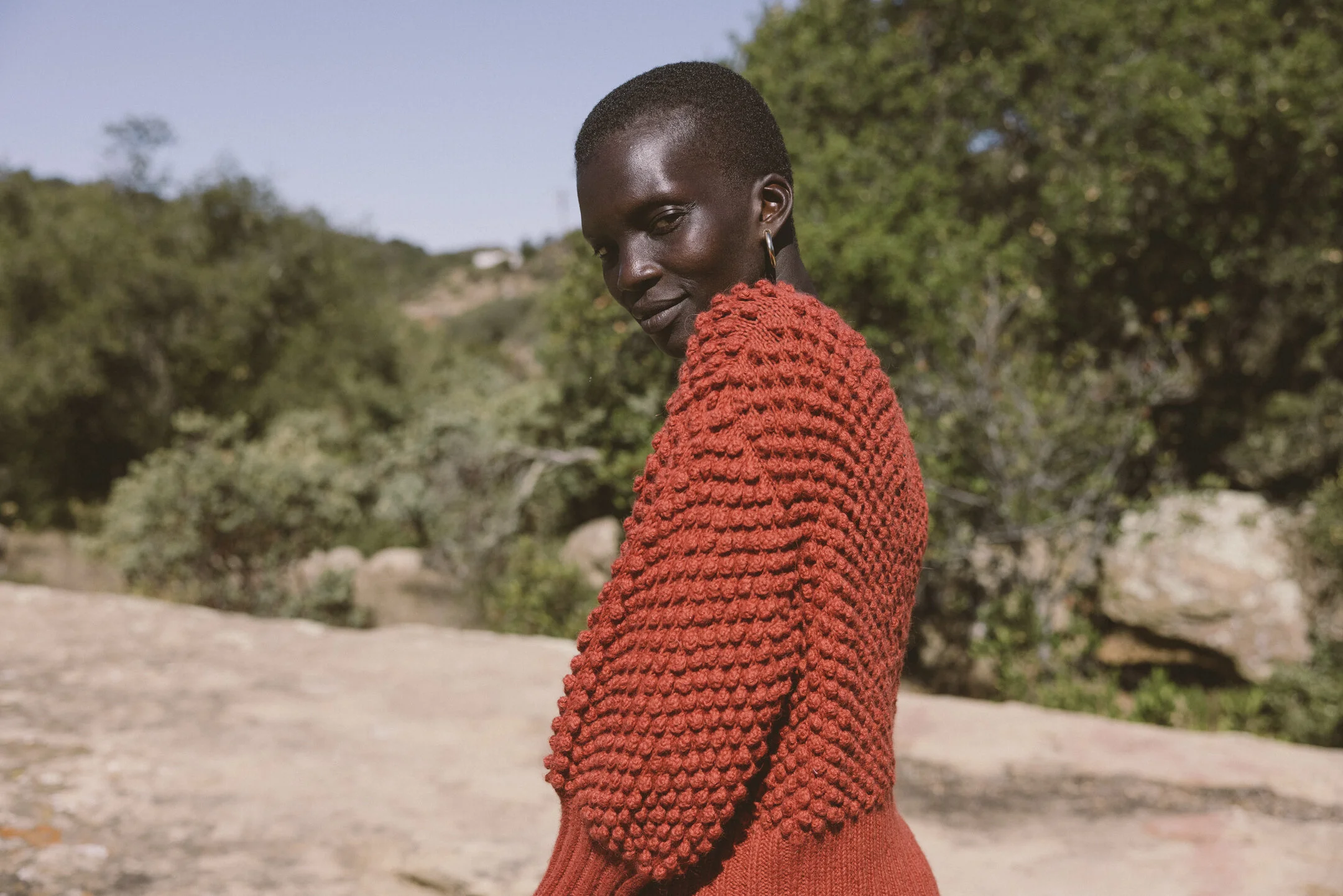 HANDKNIT CLOVER SWEATER IN RED EARTH 