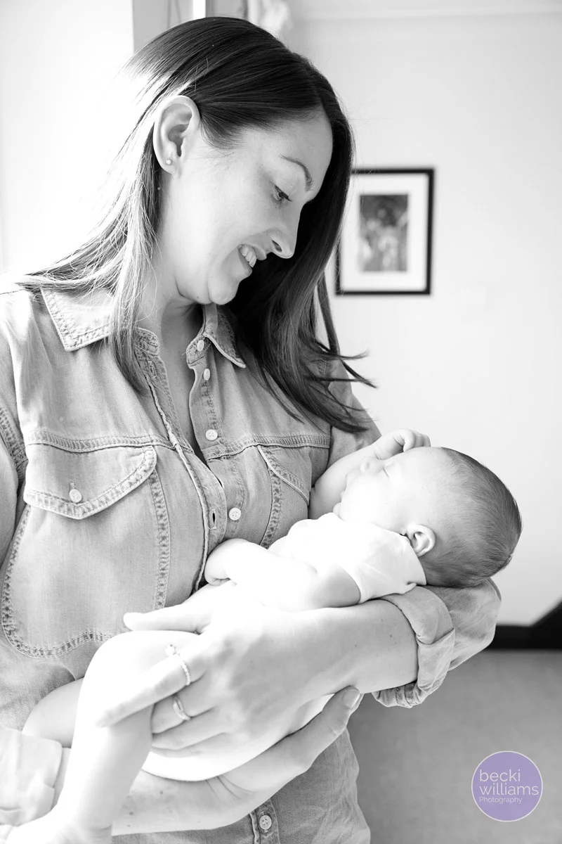BABY PICS HEMEL HEMPSTEAD - mum CUDDLES BABY BOY - BLACK AND WHITE