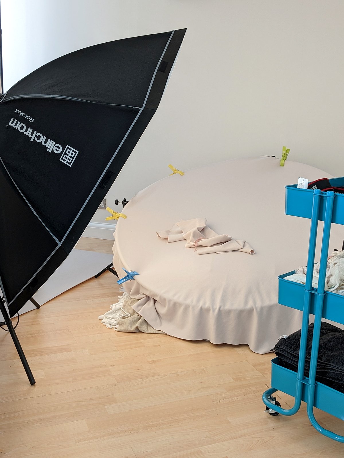 Milton Keynes studio photographer set up for a newborn photo shoot