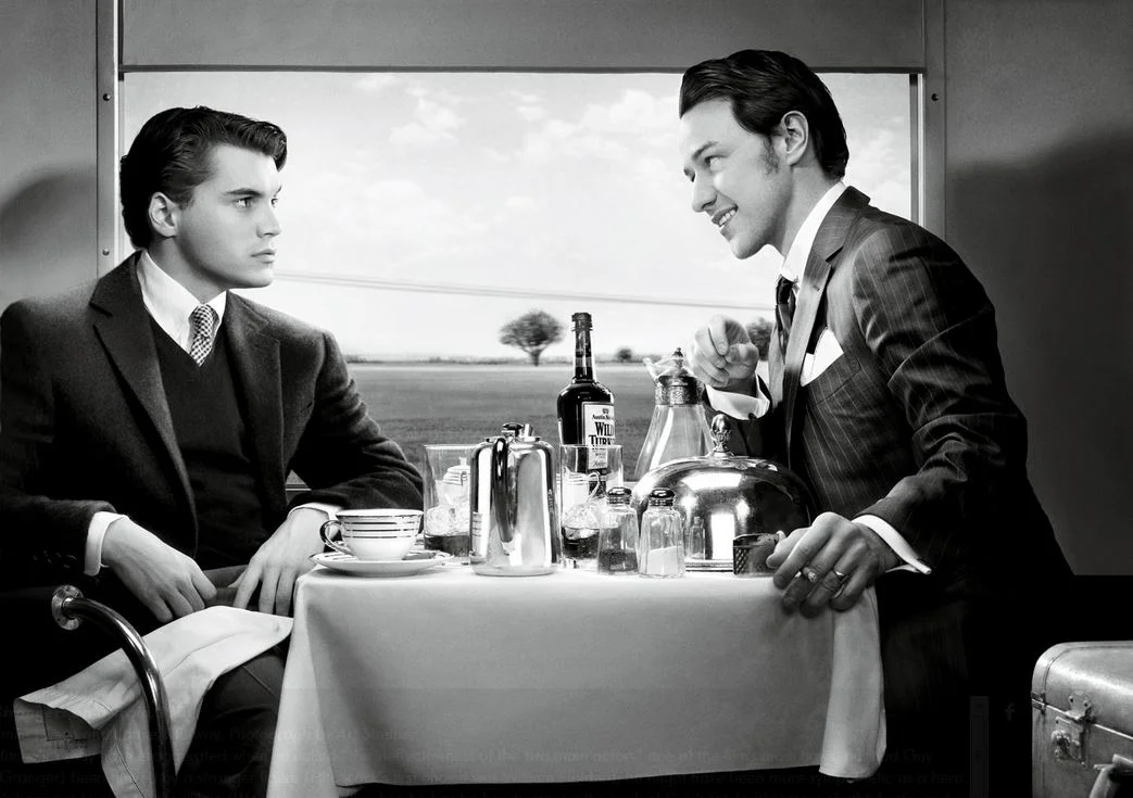 Strangers on a Train, 1951 Emile Hirsch and James McAvoy. Photograph by Art Streiber.