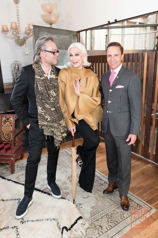 David Downton, Carmen Dell'orefice, Ken Fulk. Photo: Drew Altizer