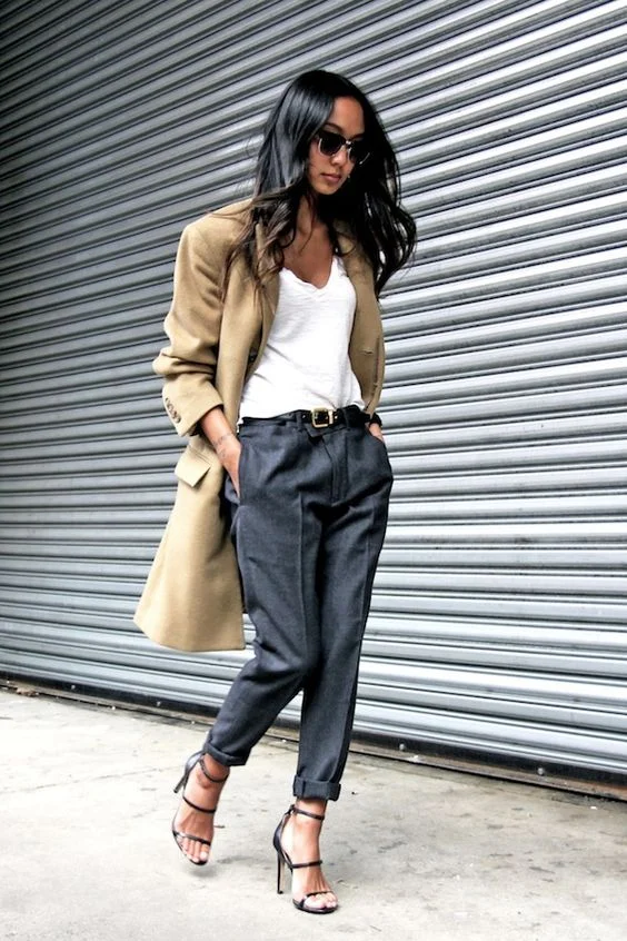 A Sophisticated Coat & White Tee