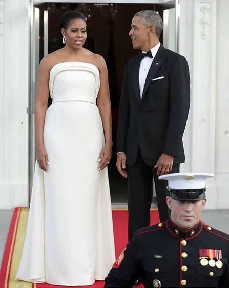 First Lady Michelle Obama Wears Brandon Maxwell Gown To State Dinner