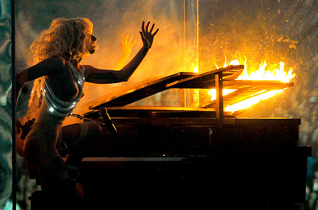 Lady Gaga in 2009 The ever dramatic Lady Gaga literally sets the show on fire at the 2009 American Music Awards.
