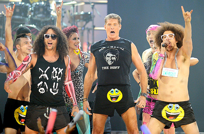 David Hasselhoff in 2011 David Hasselhoff is sexy and he knows it performing with LMFAO at the 2011 AMAs.