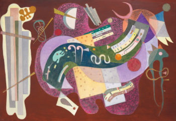 Wassily Kandinsky, Rigide et courbé , 1935, oil and sand on canvas. Estimate: $18 million-$25 million; realized: $23.3 million. CHRISTIE’S IMAGES LTD., 2016