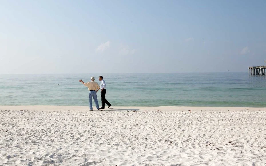 Pensacola, Florida Even presidents like long walks on the beach.