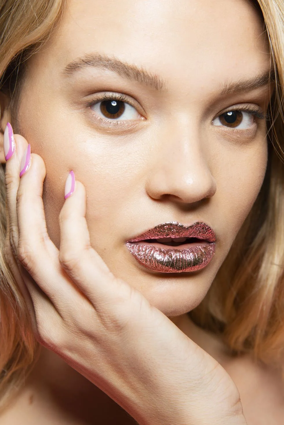 Foil like lips by Jeremy Scott