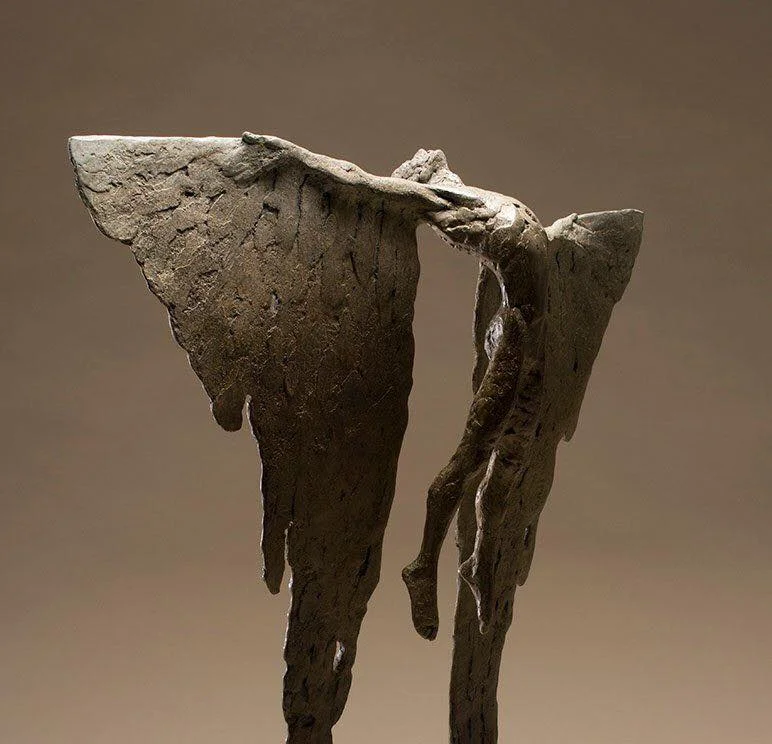 All the wide sky Was there to tempt him as he steered toward heaven. Ovid - Metamorphoses Sculpture: Nicola Godden - Icarus Rising