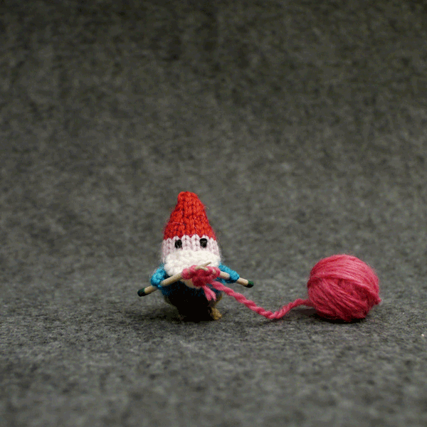 Gnome Knitting Hearts by Anna Hrachovec.