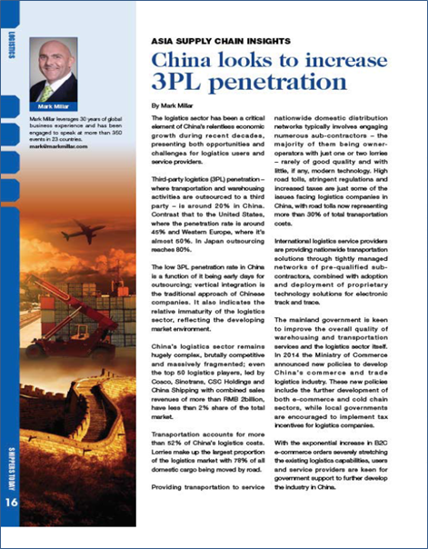China looks to increase 3PL Penetration