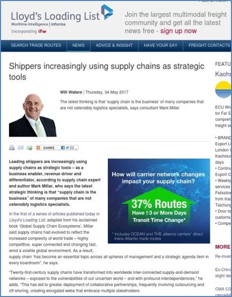 Shippers increasingly using supply chains as strategic tools