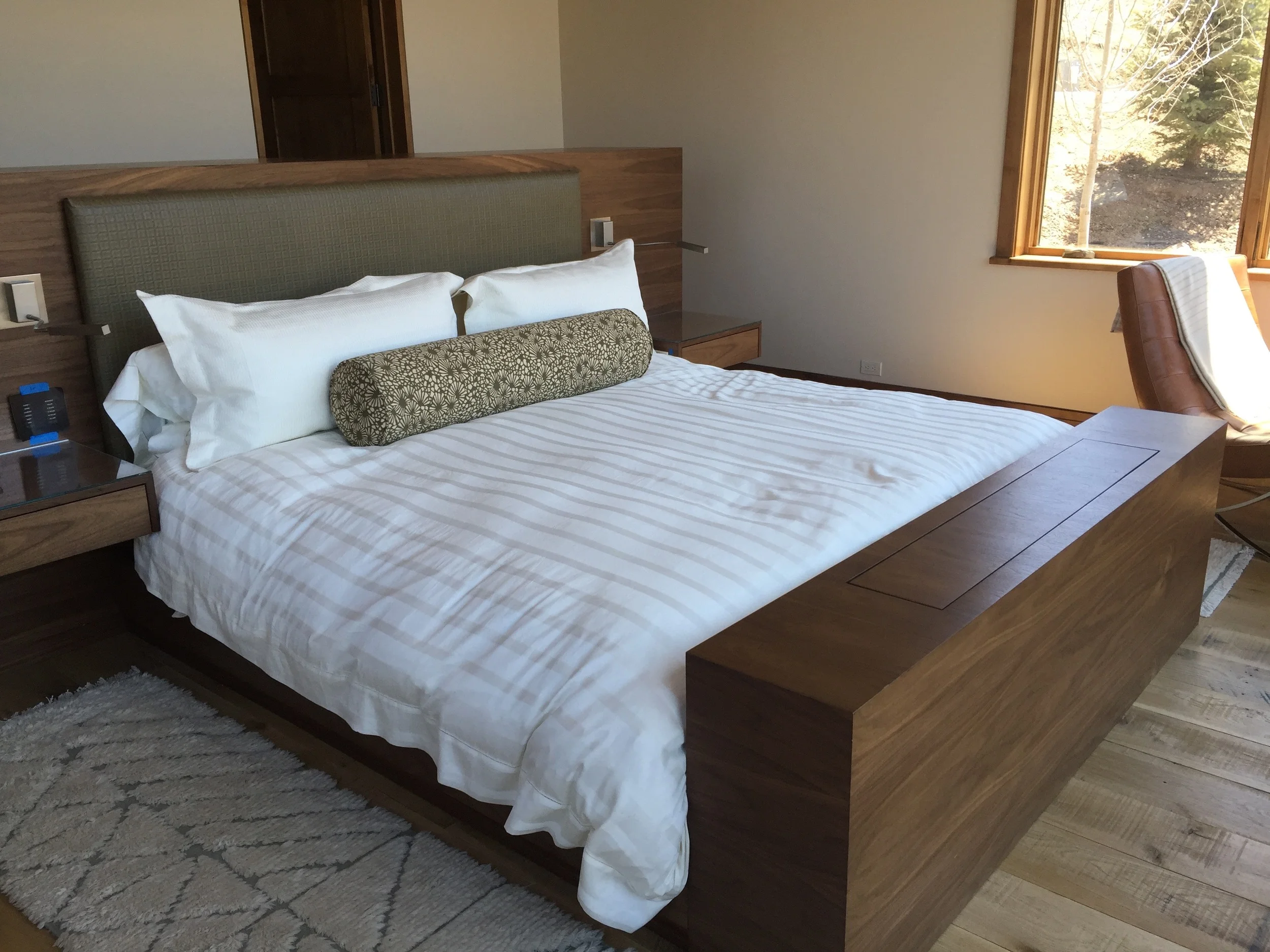 Walnut Bed w/ TV Lift