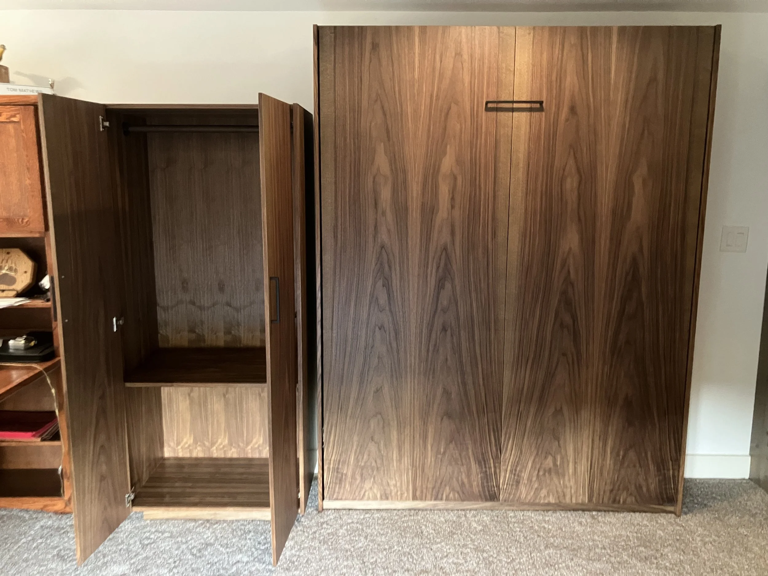 Walnut Queen w/ matching armoire