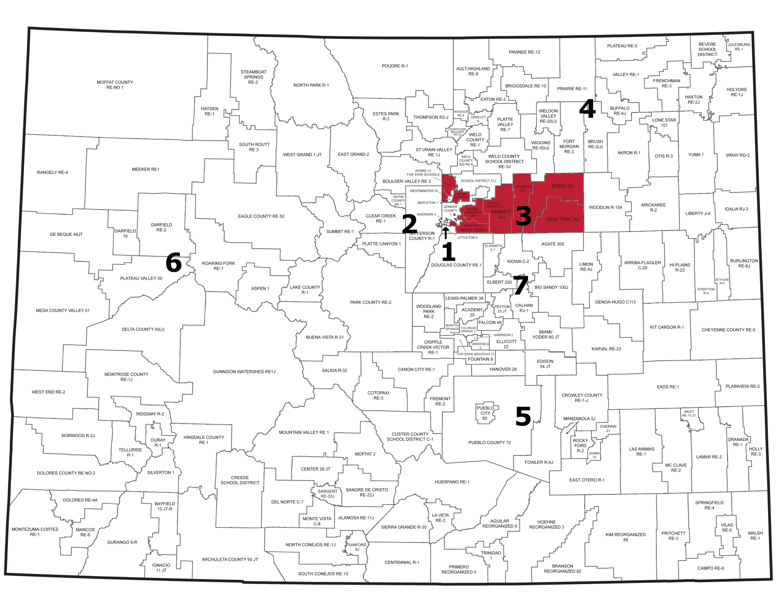 Region 3: Aurora Public Schos, Adams County 14, Bennett 29J, Northglenn, Thornton, Strasburg, Westminster, Byers, Cherry Creek, Deer Trail