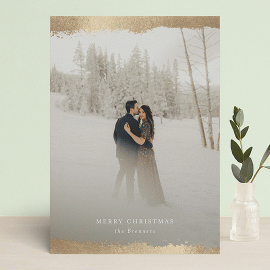 Gold dipped on the top and the bottom, this portrait photo card is elegant with just the right flash of shine. Dipped by Itsy Belle Studio