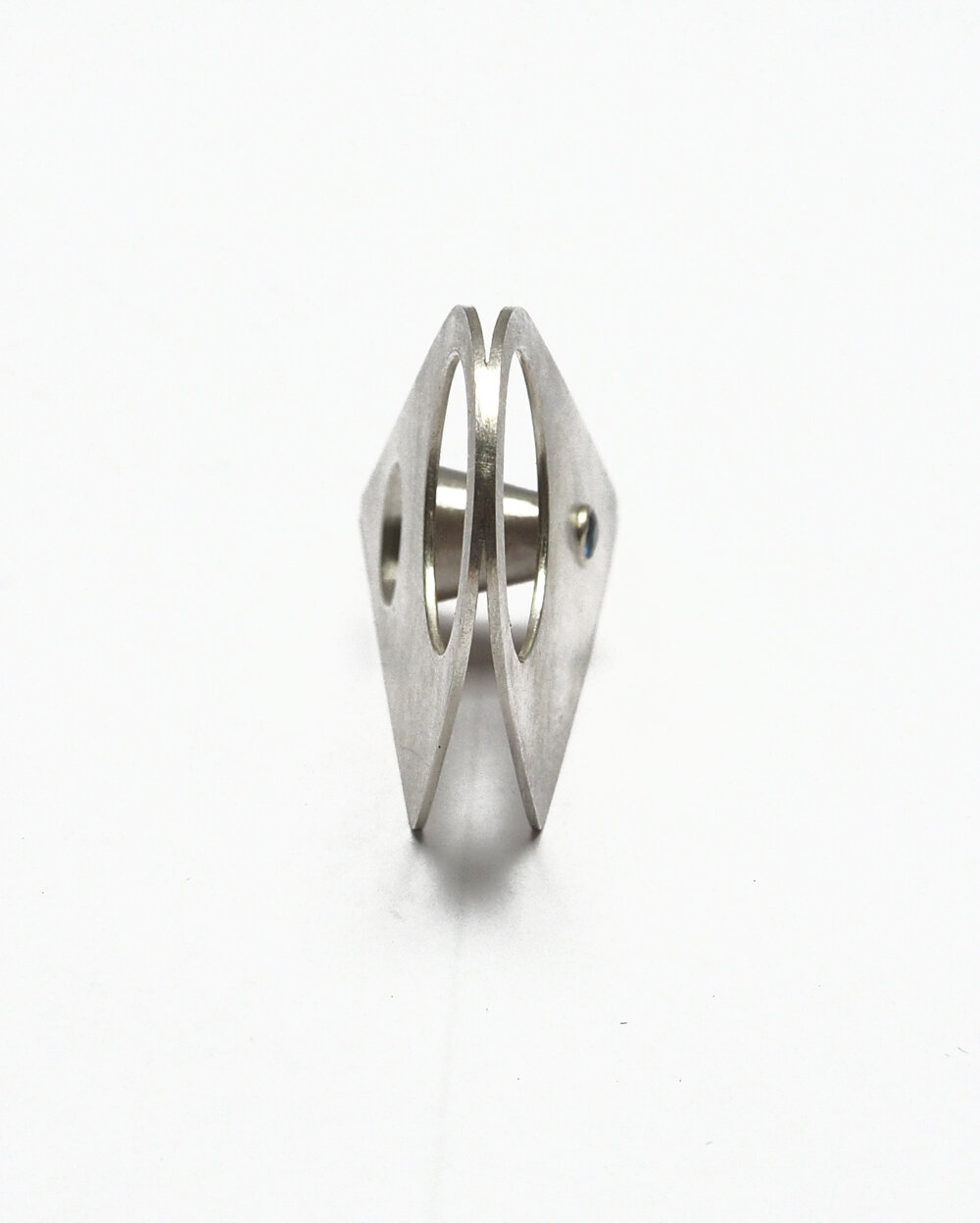 Tunnel Vision Ring in Silver with Blue Sapphire by Rhiannon Palmer