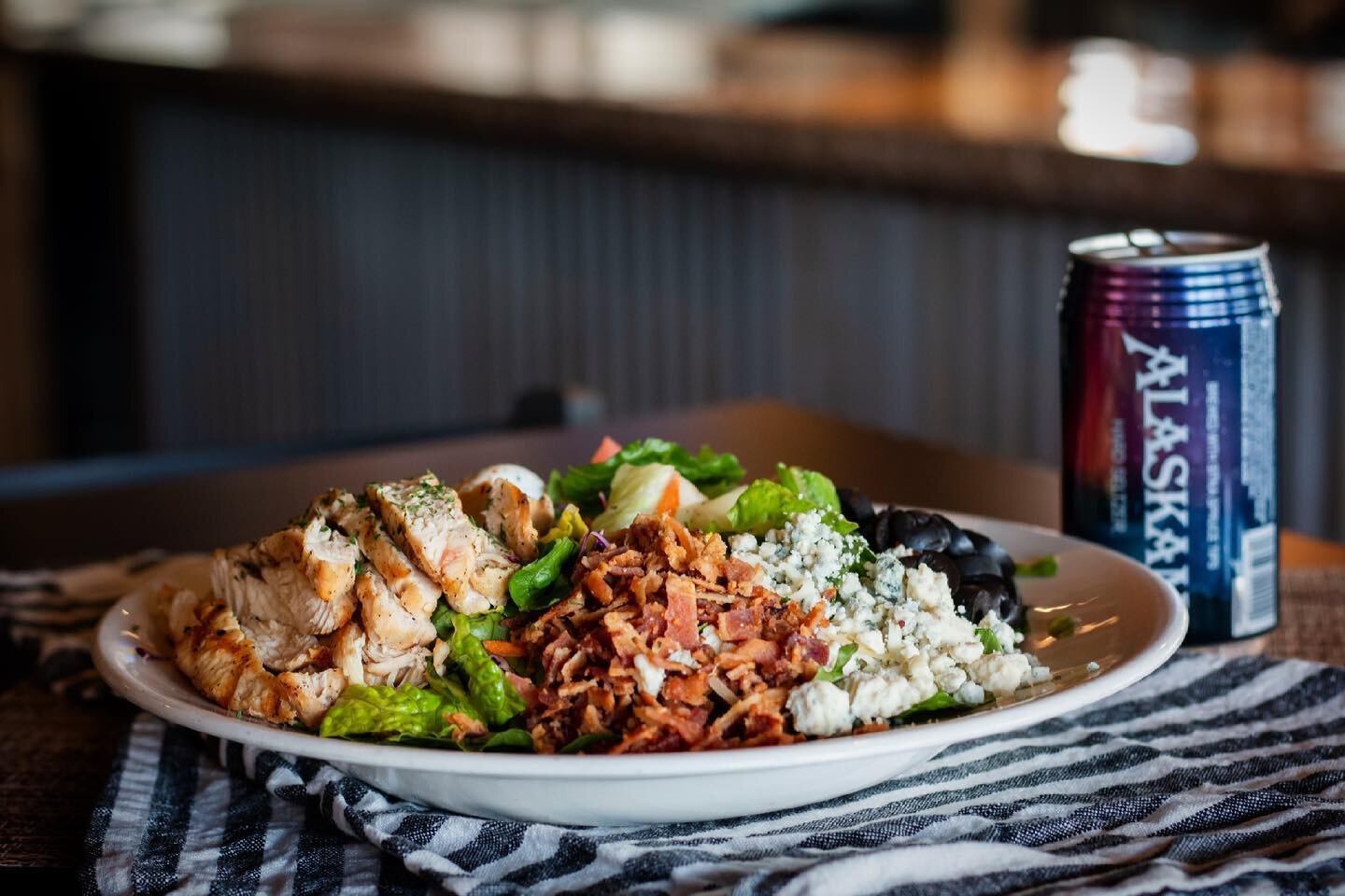 This is my (the person behind the posts) personal favorite! My go-to order! The Cobb salad with an @alaskanbrewing seltzer! Yummmmmmmmm.