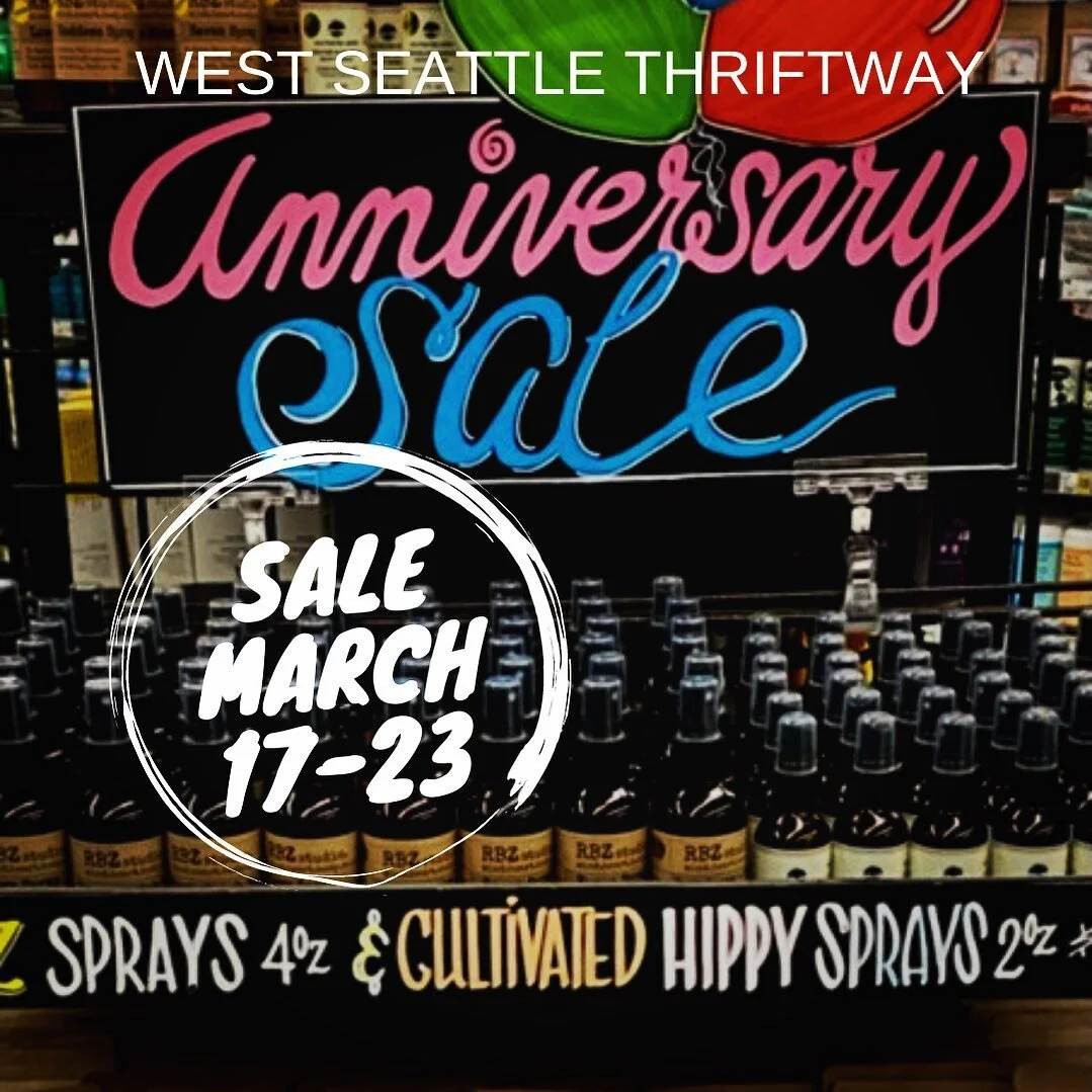 Cultivated Hippy Shift Sprays are featured in this week&rsquo;s anniversary sale @westseattlethriftway  March 17-23. Stock up at a great price on your favorites - Sparkling Energy, Lift Your Spirits and Ground &amp; Refresh! Hand-crafted, Reiki-infus