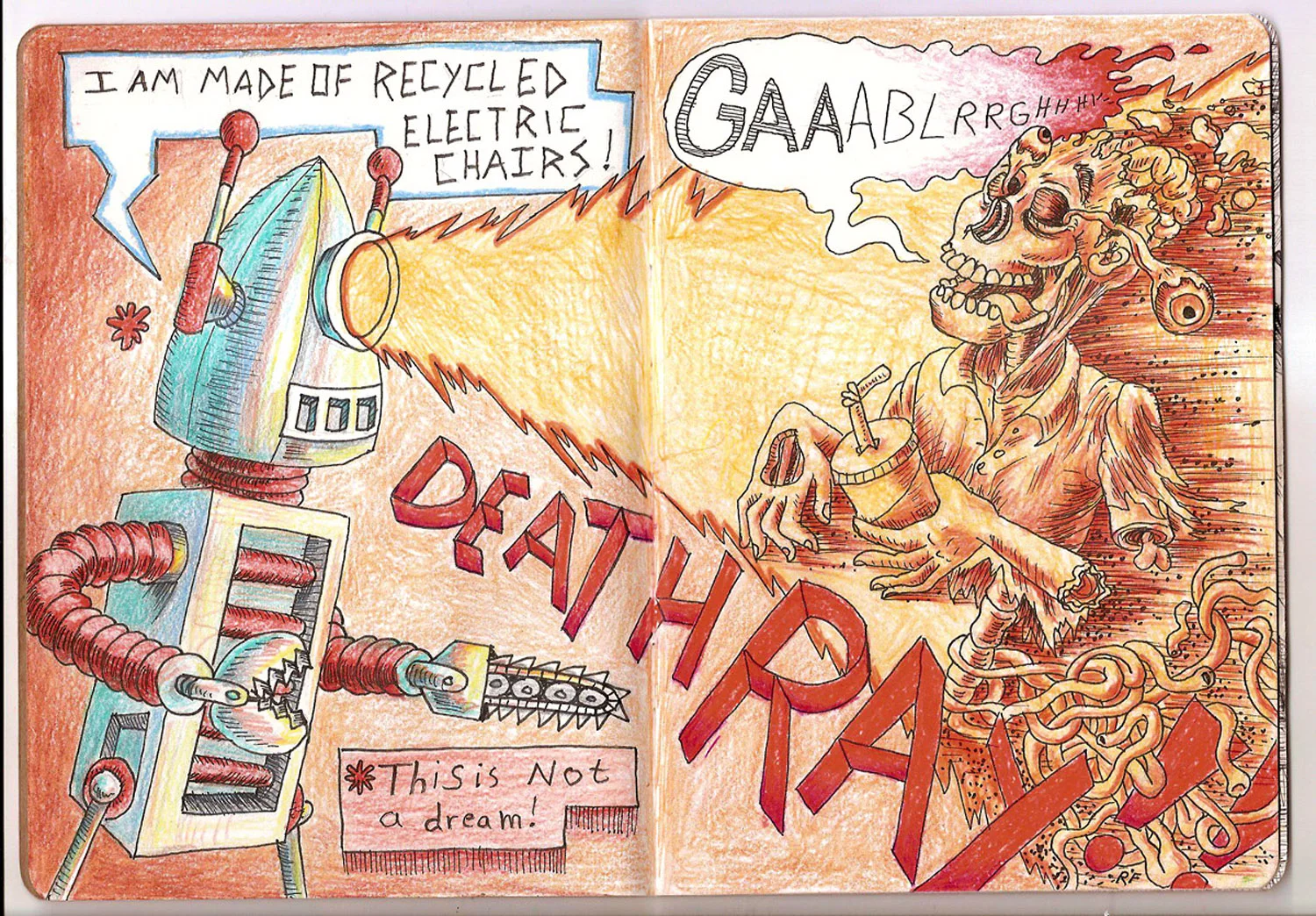 "Death Ray" (2012) Ink and Colored Pencil on Paper