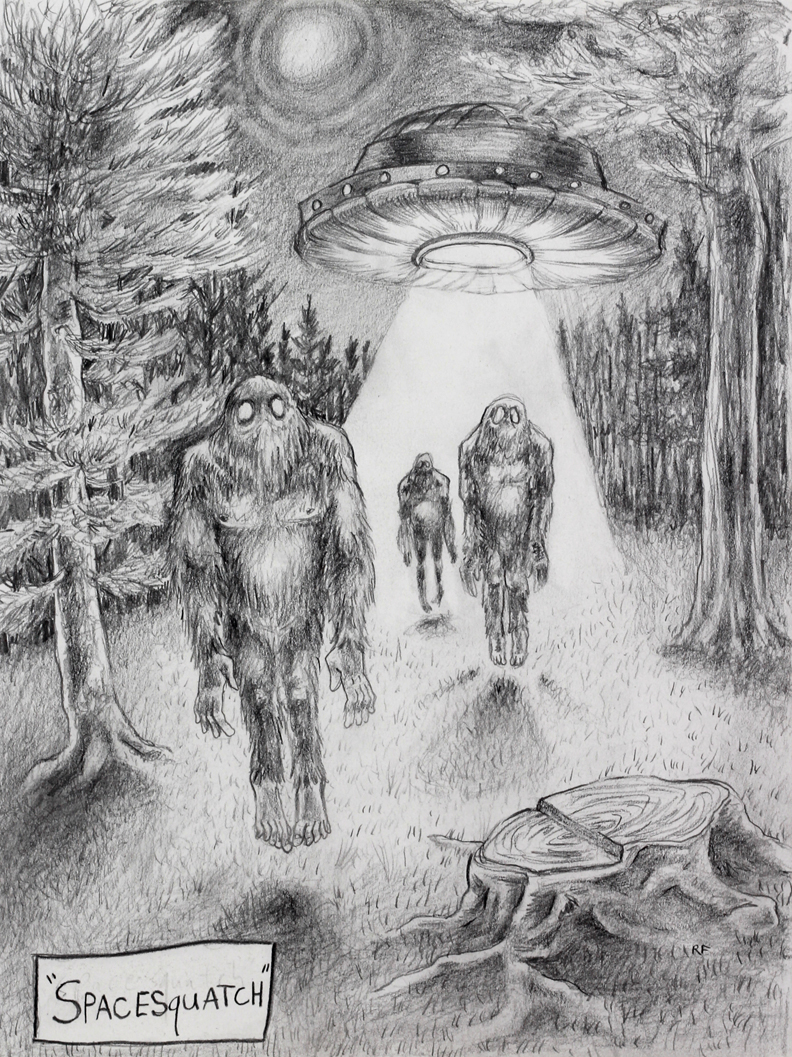 "Spacesquatch" (2014) 9"X12" Graphite on Paper