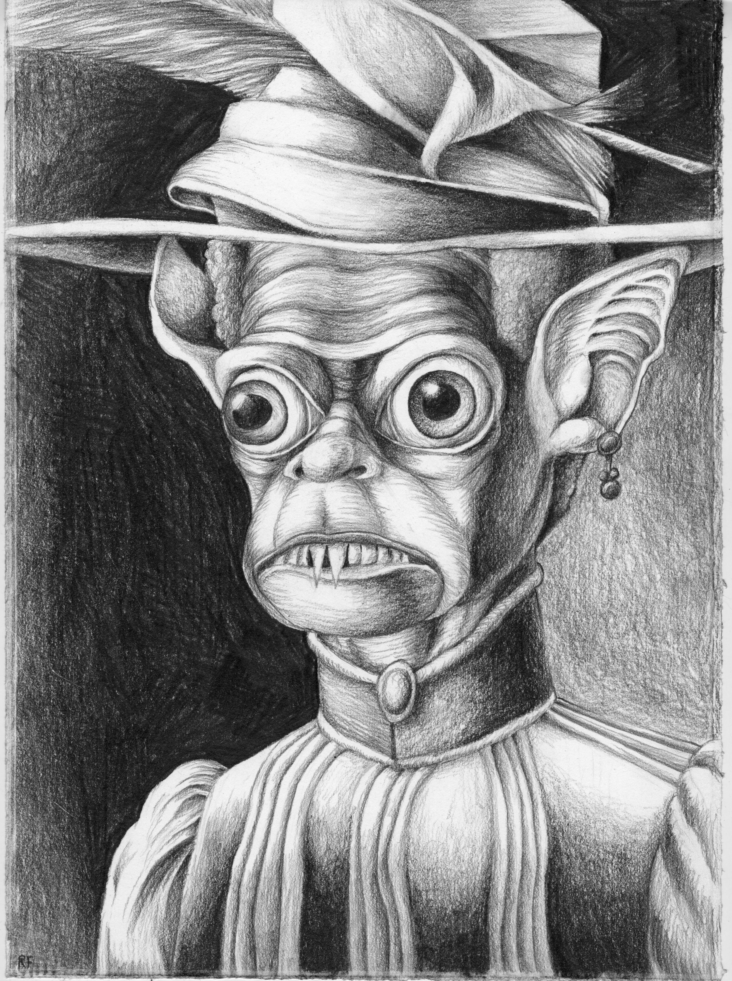 "Bat Face Big Hat" (2011) 11"X115" Graphite on Paper