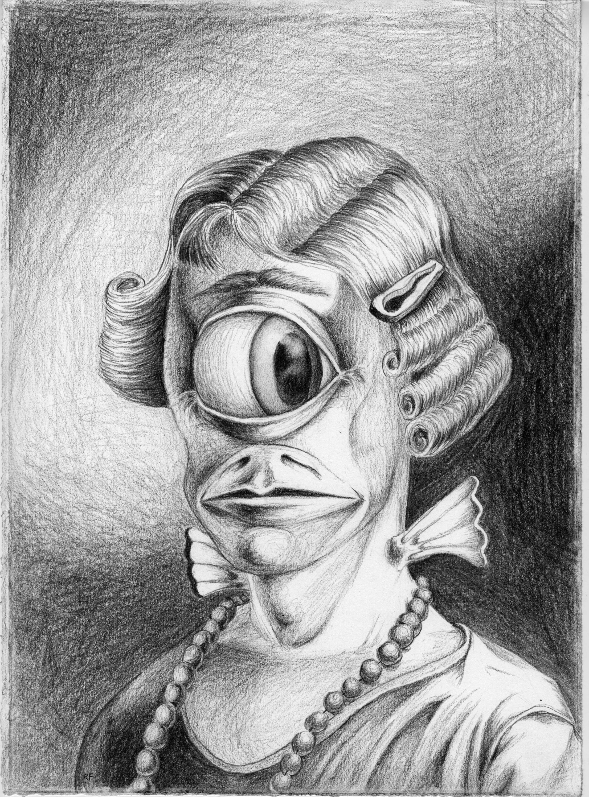 "Frog Face Girl" (2011) 11"X15" Graphite on Paper