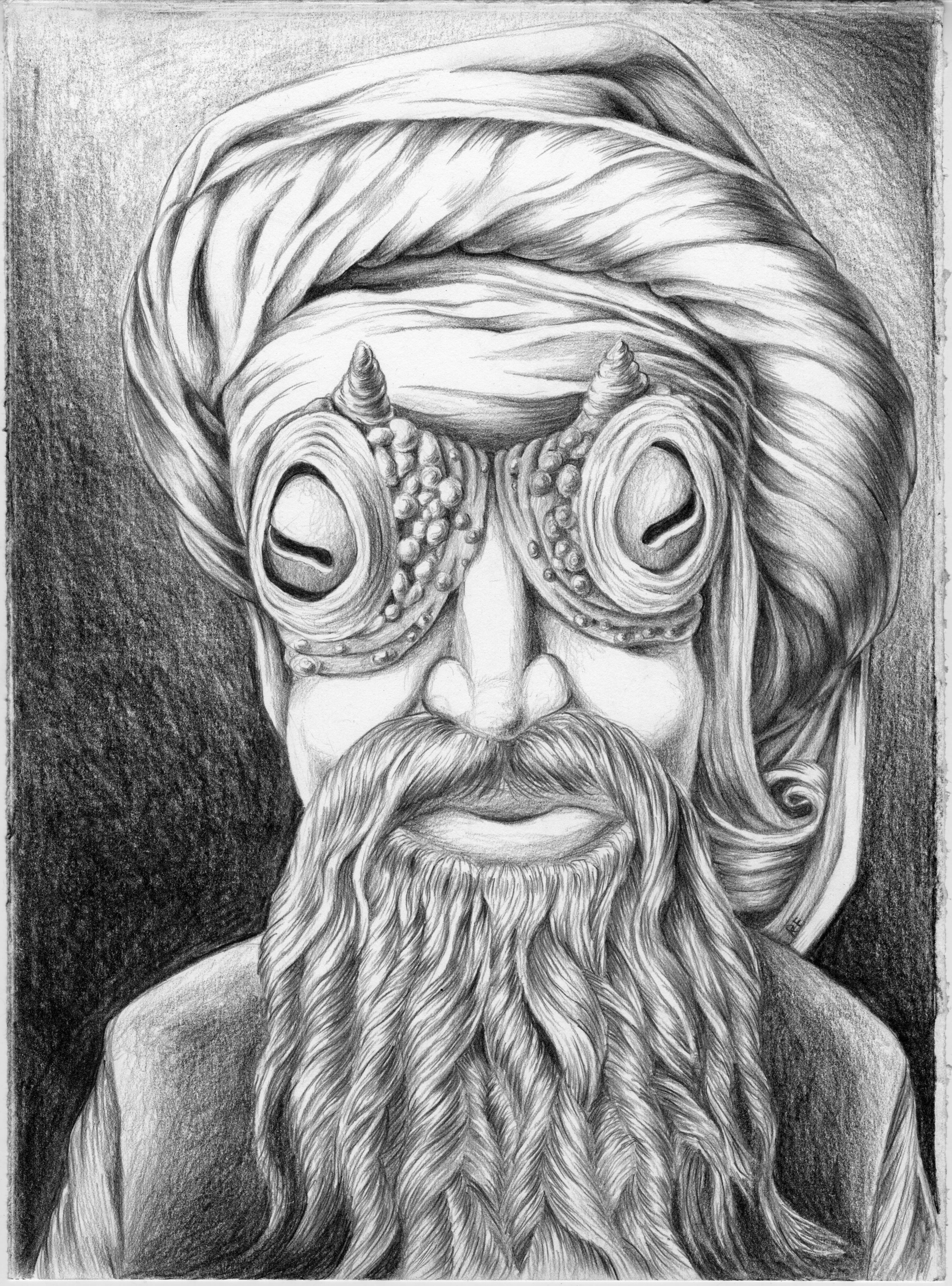 "Octopus Face" (2011) 11"X15" Graphite on Paper