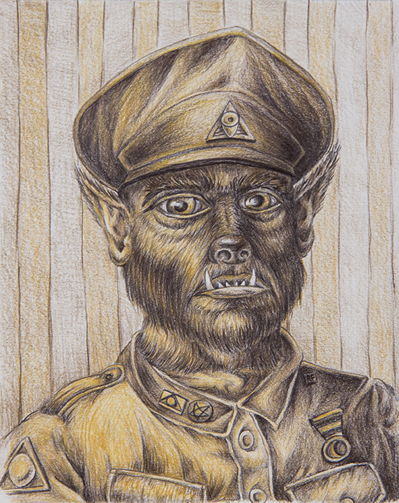 "Werewolf Face" (2014) 11"X15" Colored Pencil on Paper