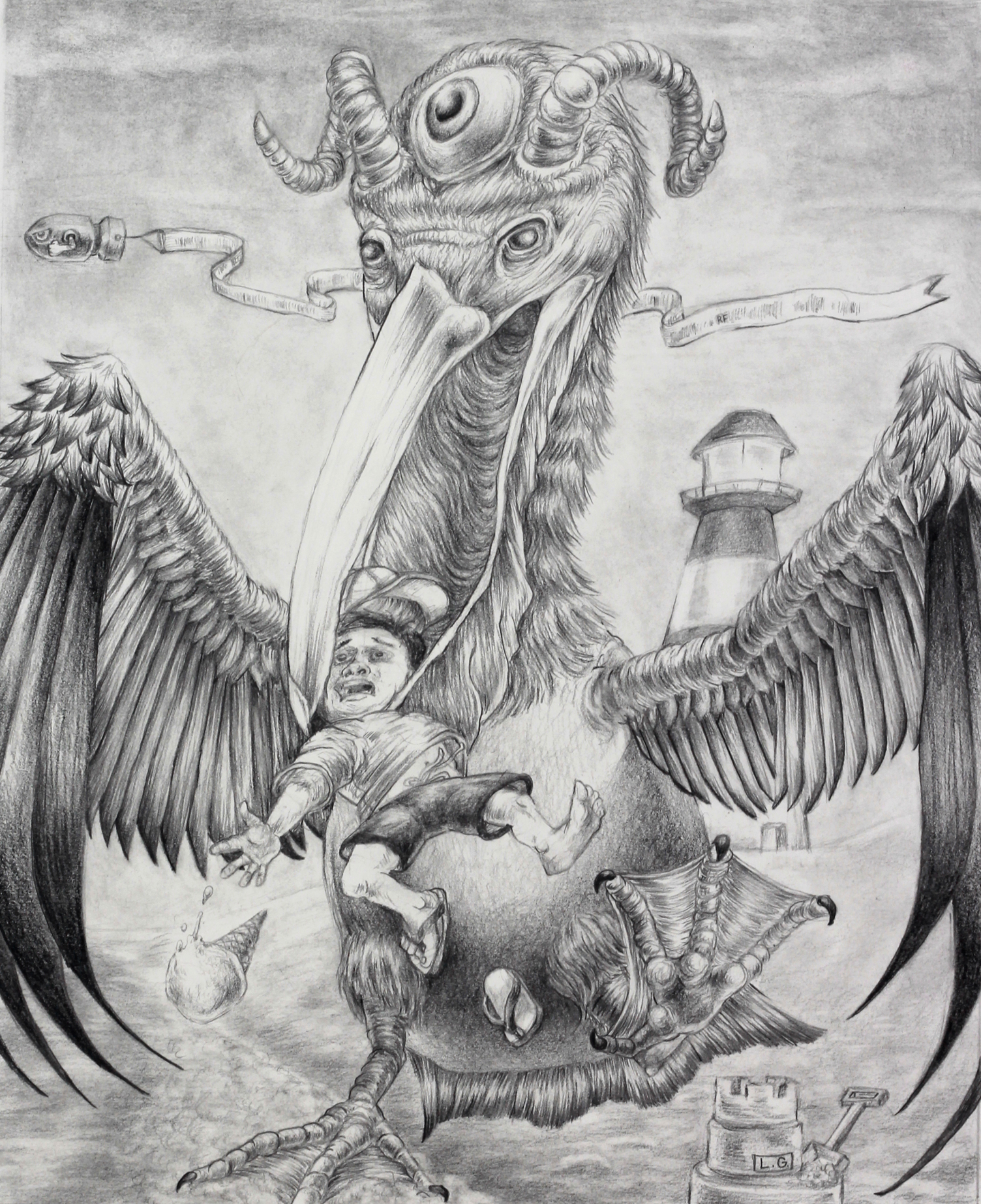 "The Conqueror Pelican" (2015) 12.5"X16" Graphite on Paper