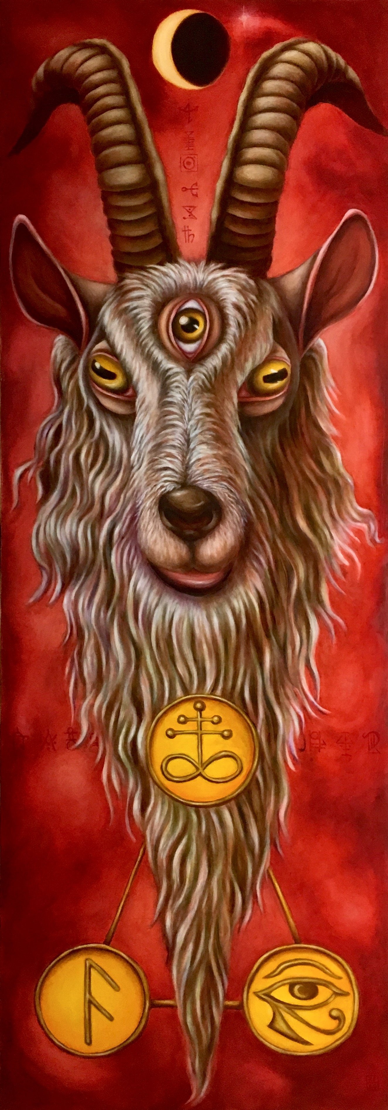 "Baphomet" (2016) 17"X48" Oil on Panel