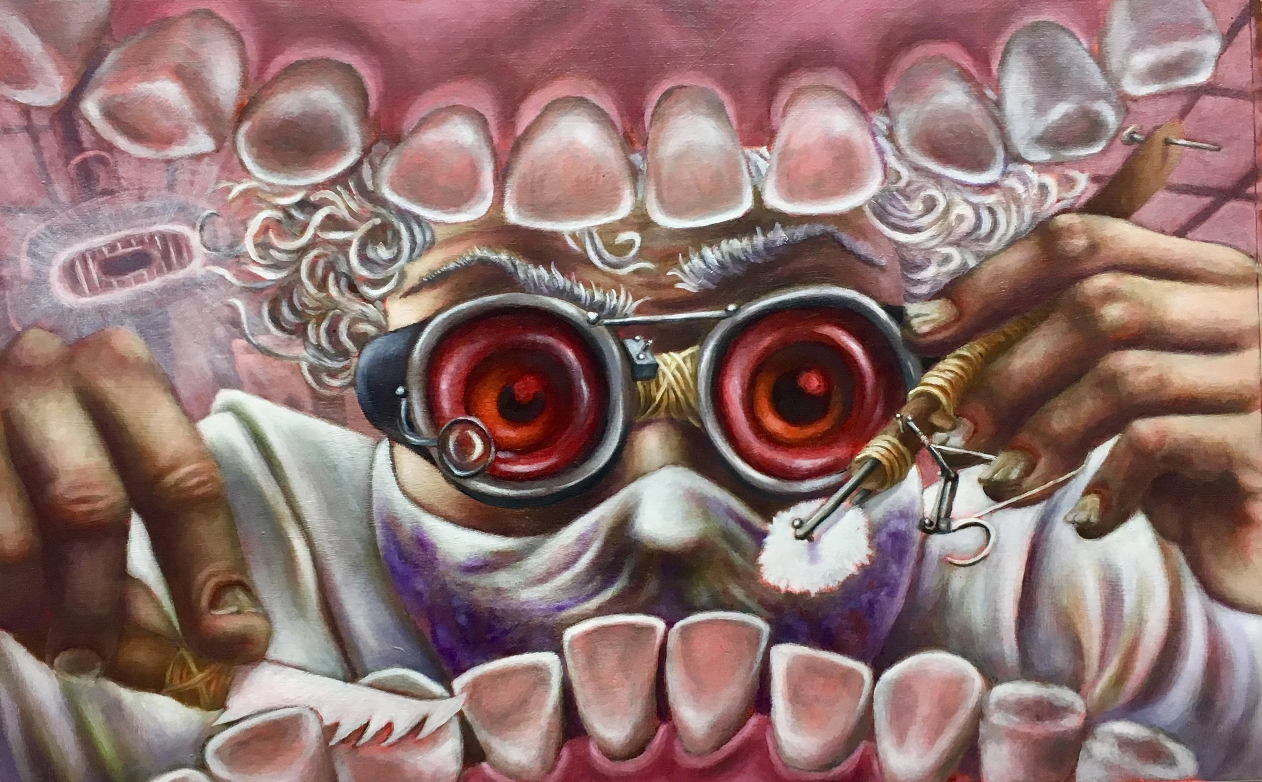 "The Substitute Dentist" (2017) 13"x9" Oil on Paper