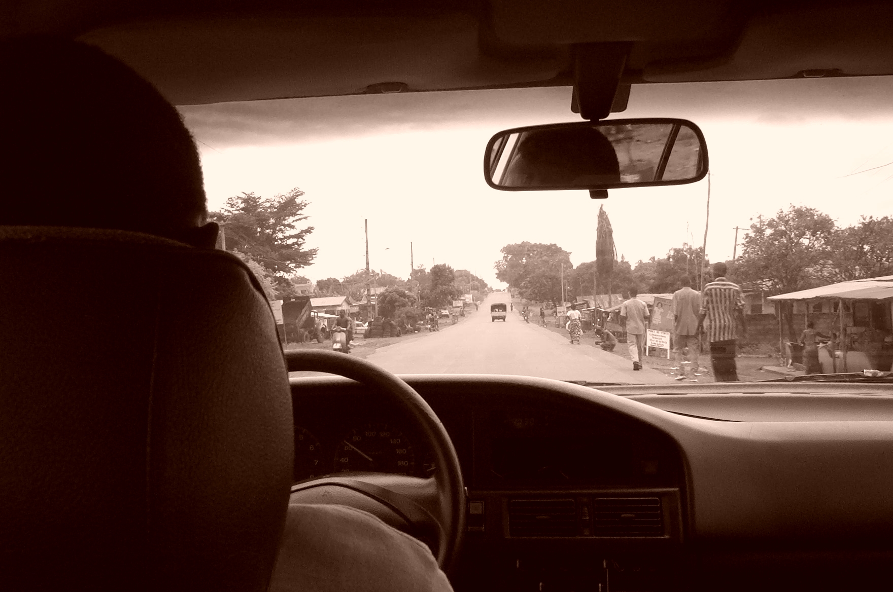 In the taxi on the way to Abomey. Photo: Marcy O'Neil 2005