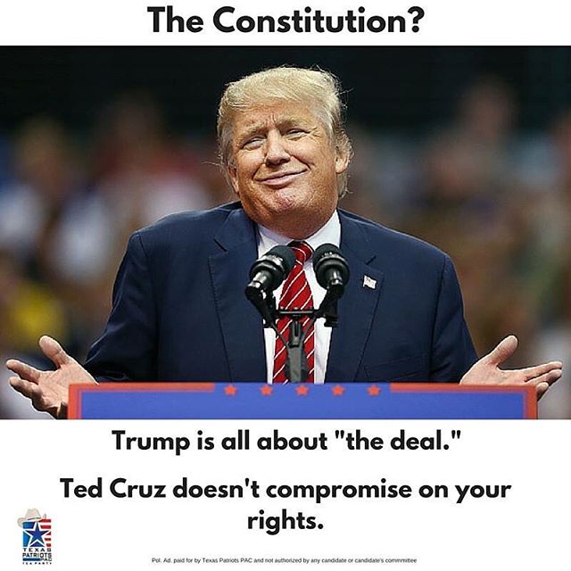 Which of your rights are negotiable to Donald Trump? The 2nd Amendment? Right to life? Property rights? We get it, you think he's cool. But you don't have to question where Ted Cruz stands on the Constitution and the Bill of Rights. Let's send a Texa